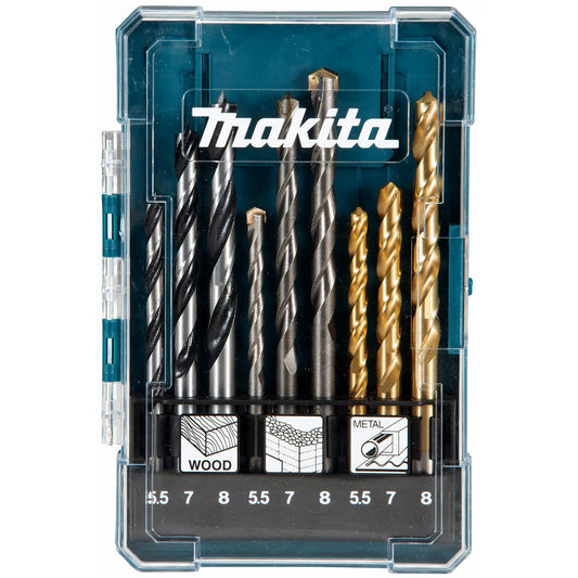 Makita 13-Piece Multi-Material Drill Bit Set – Precision Bits for Wood, Metal & Masonry