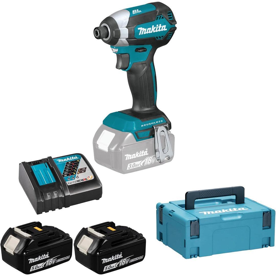 Makita DTD153RTJ 18V LXT Brushless Impact Driver Kit – 2x 5.0Ah Batteries, Rapid Charger & Makpac Case
