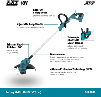 Makita DUR193Z 18V LXT Cordless Grass Trimmer – Lightweight, Adjustable & Efficient (Body Only)