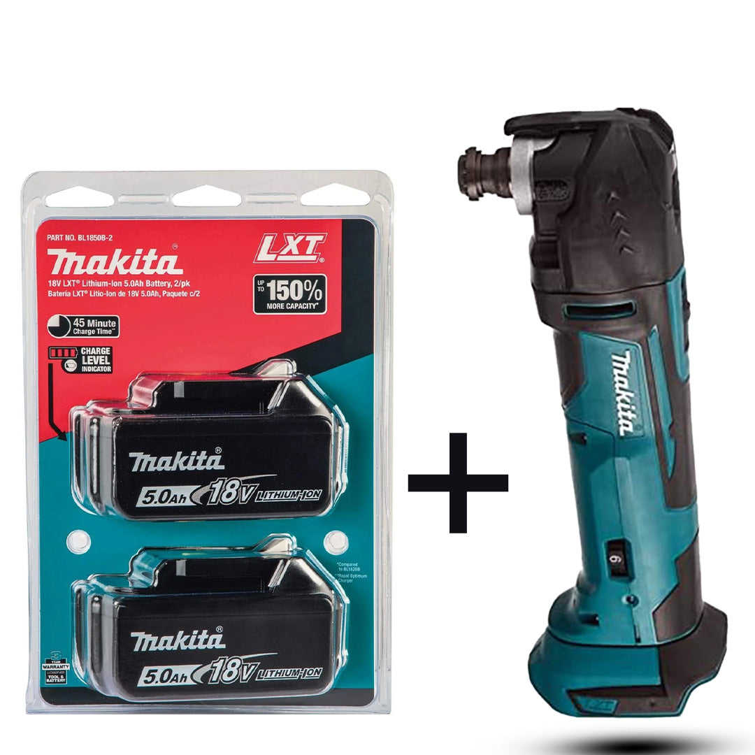 Makita DTM51Z 18V LXT Multi-Tool Kit – Quick Blade Change + Dual 5.0Ah Batteries (BL1850B)