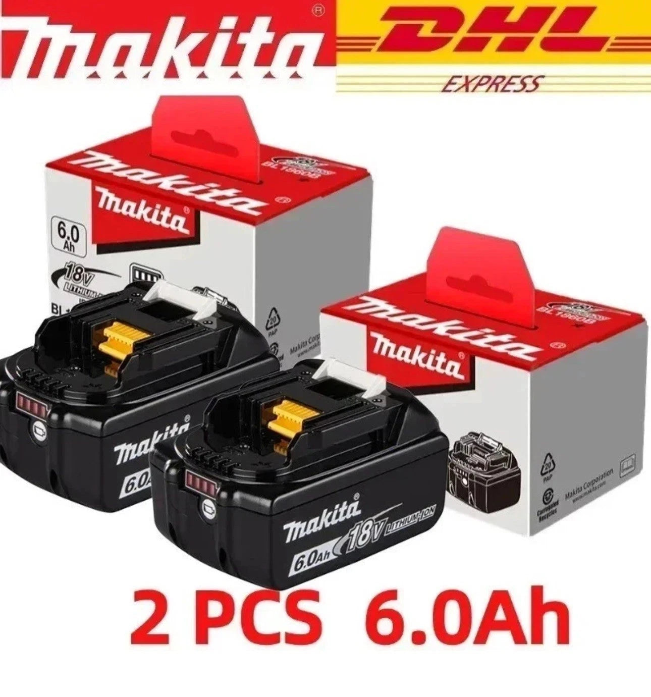 Makita BL1860B 18V 6.0Ah LXT Lithium-Ion Battery Twin Pack – High-Capacity, Fast-Charge Performance